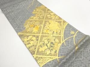 金彩螺鈿御所車に雪輪・草花模様袋帯